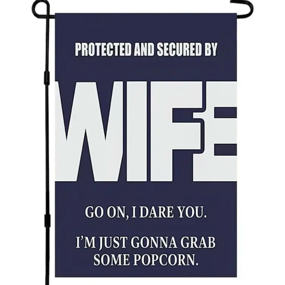 Navy and White Decorative Flag with Fun Message, NEW